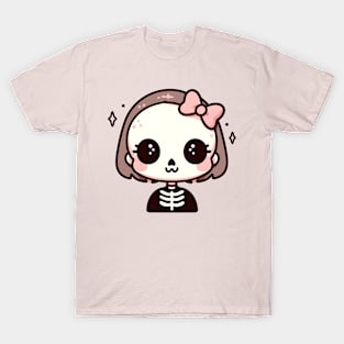Cute Kawaii Girl in a Skeleton Costume | Happy Halloween Cute Design T-Shirt